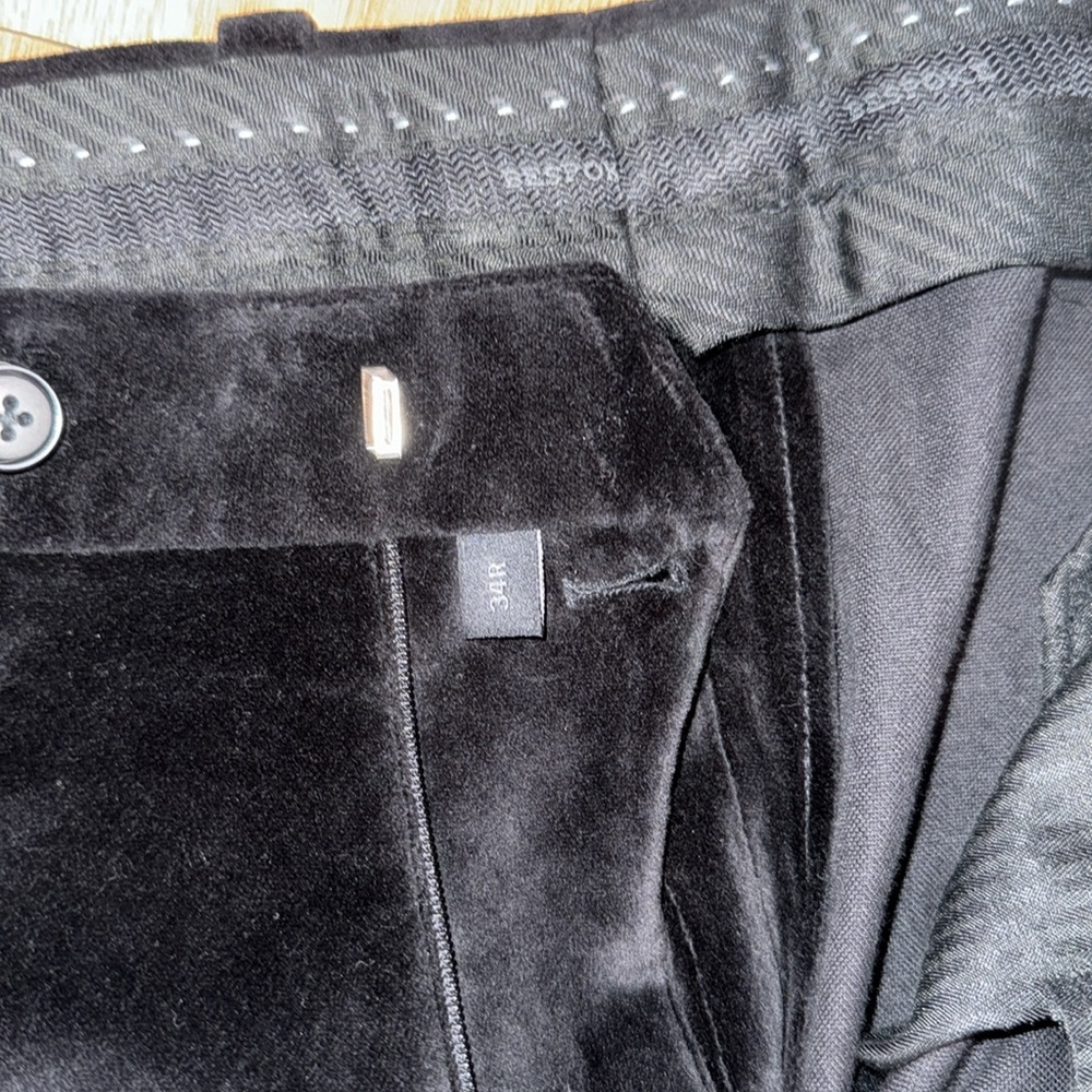 Bespoke Black Velvet Trousers 34R - Picture 2 of 3